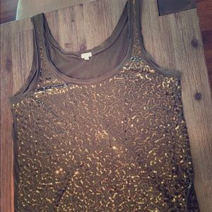 Jcrew factory sparkle olive green tank M